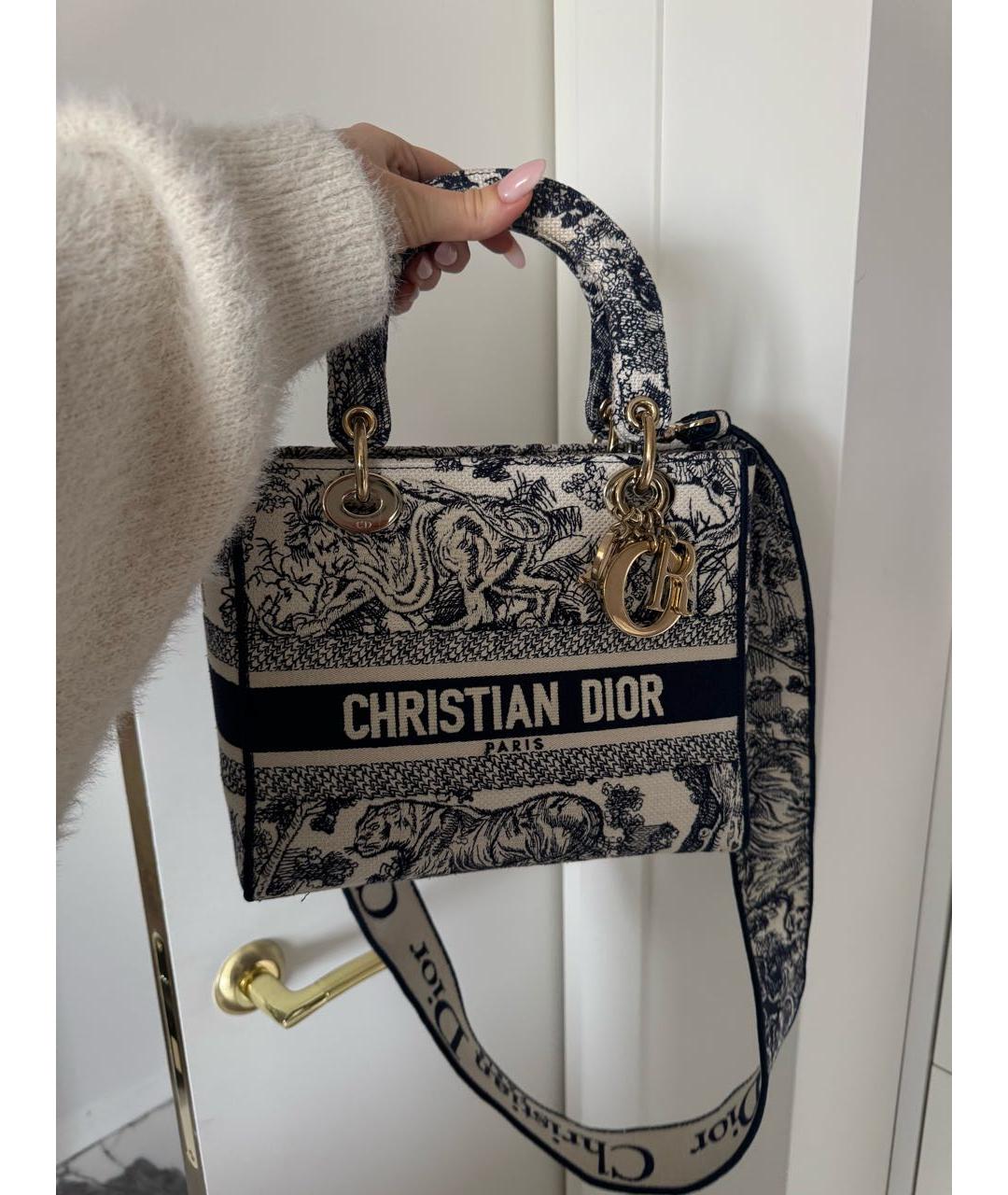 CHRISTIAN DIOR Синяя тканевая сумка с короткими ручками, фото 3