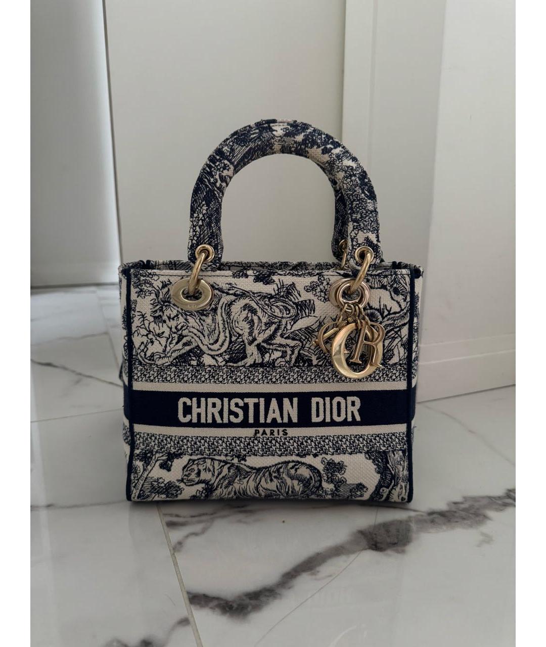 CHRISTIAN DIOR Синяя тканевая сумка с короткими ручками, фото 2