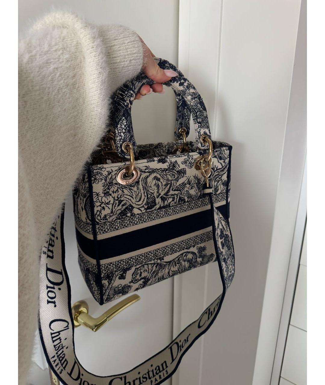 CHRISTIAN DIOR Синяя тканевая сумка с короткими ручками, фото 5