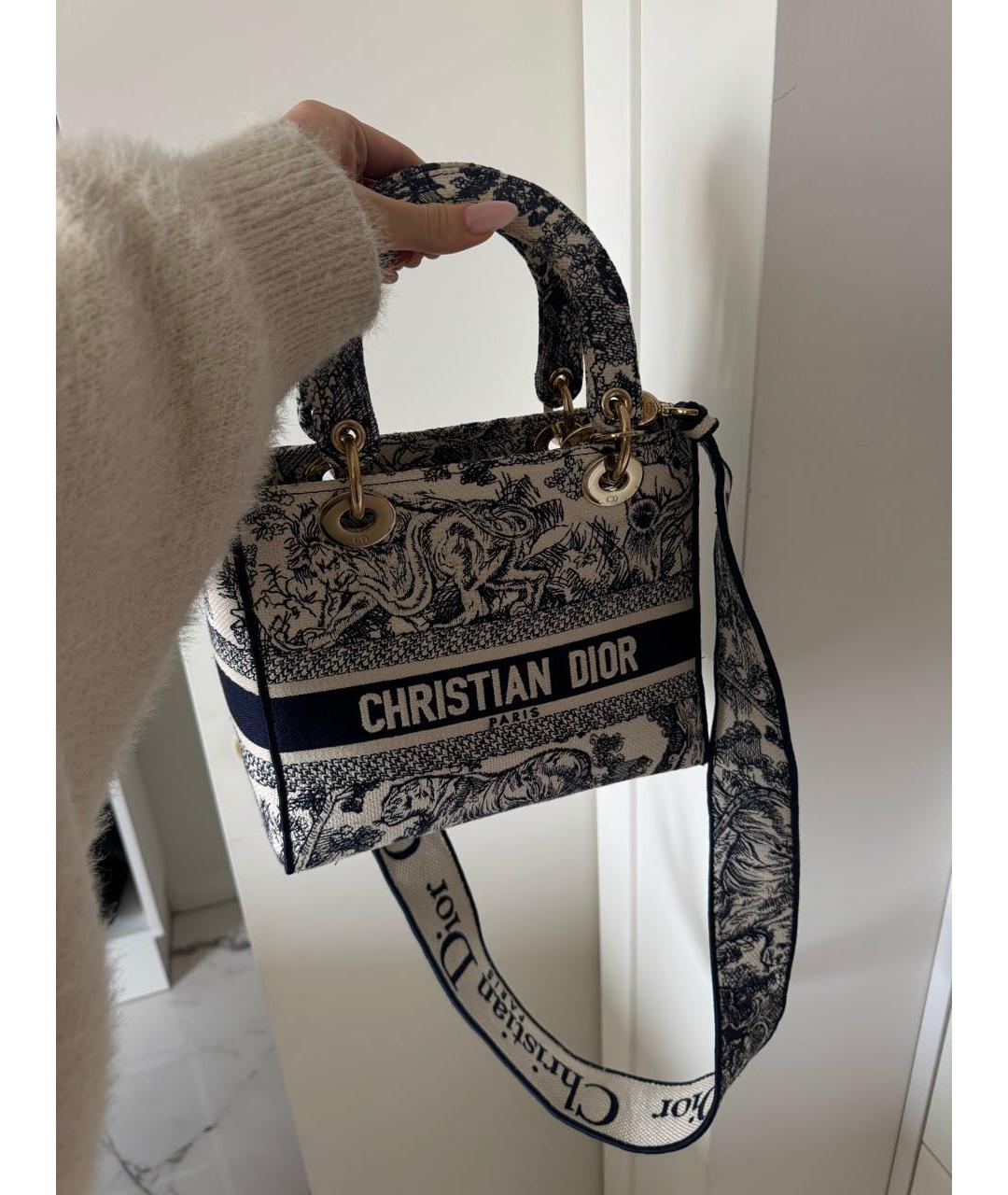 CHRISTIAN DIOR Синяя тканевая сумка с короткими ручками, фото 4