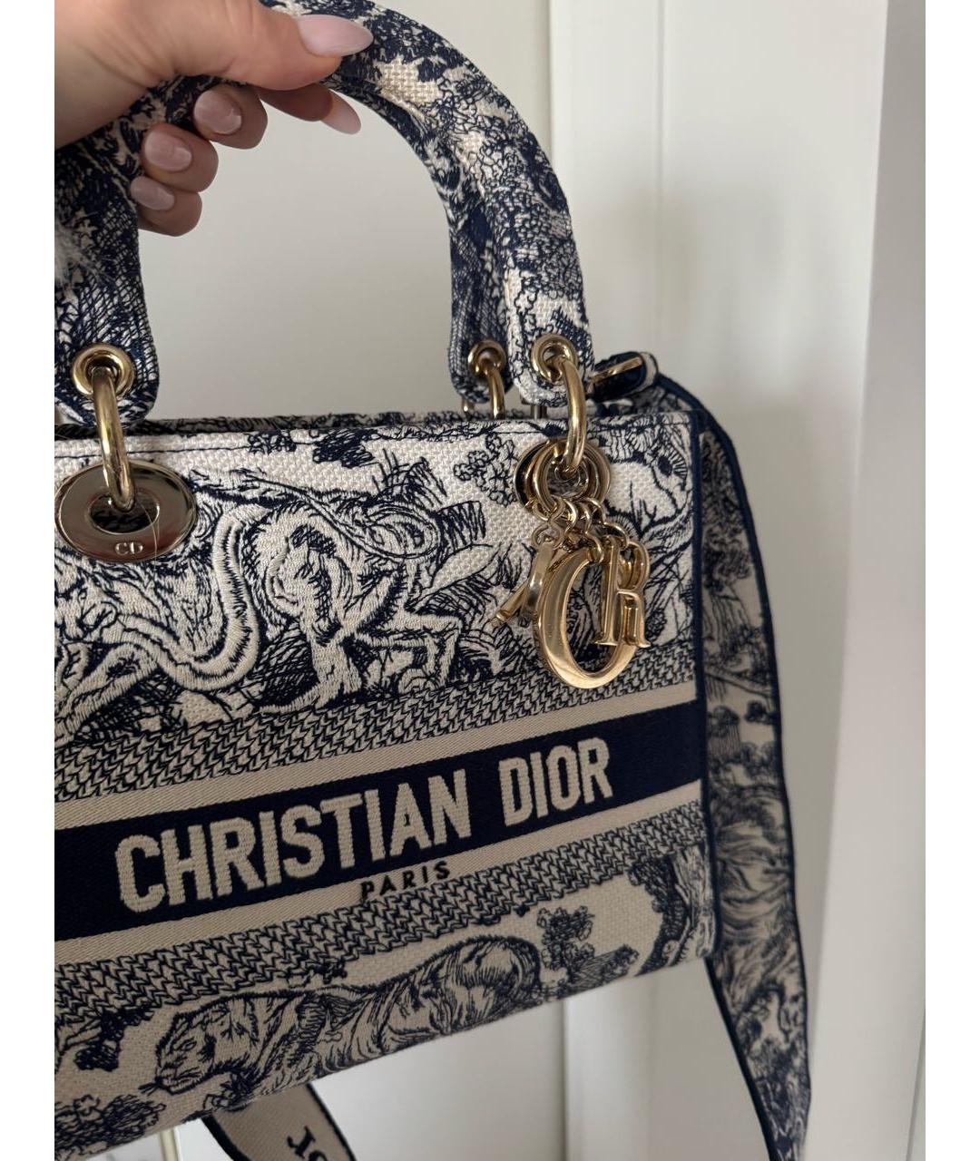 CHRISTIAN DIOR Синяя тканевая сумка с короткими ручками, фото 9