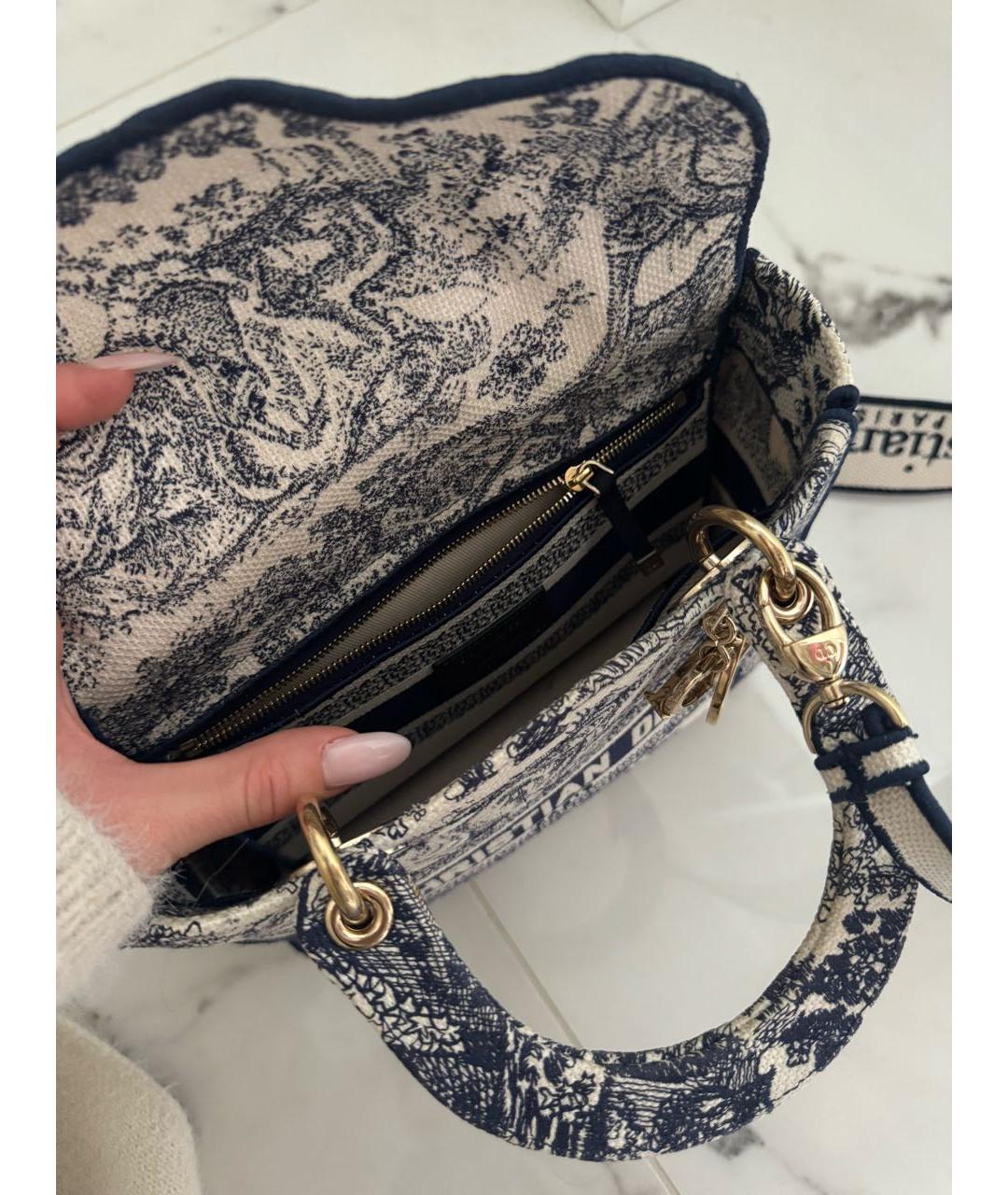 CHRISTIAN DIOR Синяя тканевая сумка с короткими ручками, фото 6