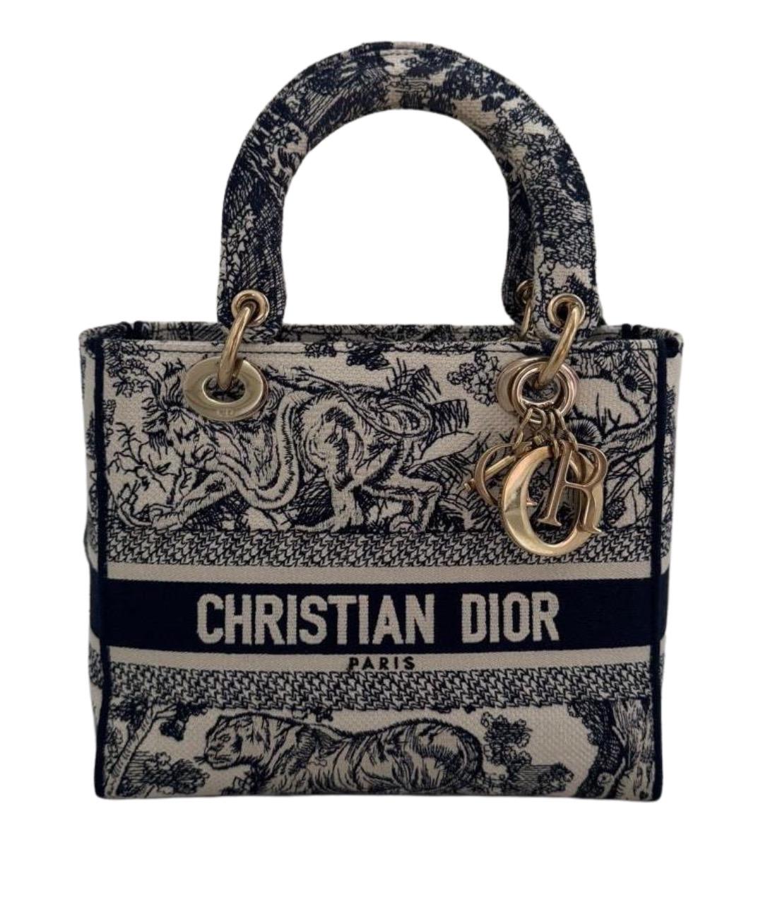 CHRISTIAN DIOR Синяя тканевая сумка с короткими ручками, фото 1