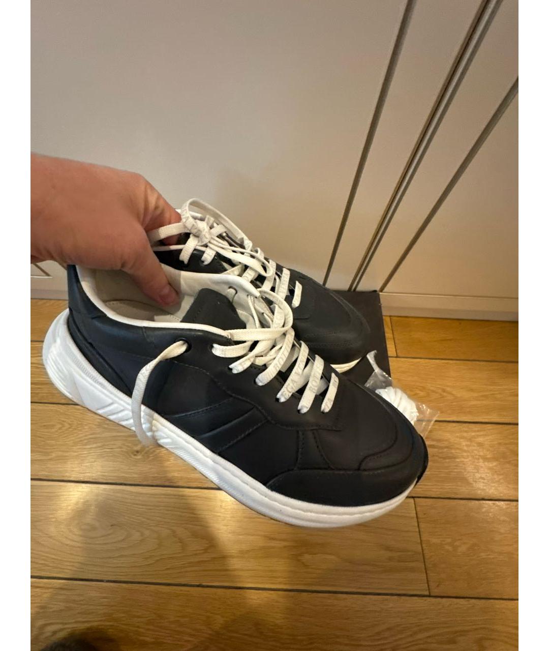 BOTTEGA VENETA Темно-синие кожаные кроссовки, фото 8
