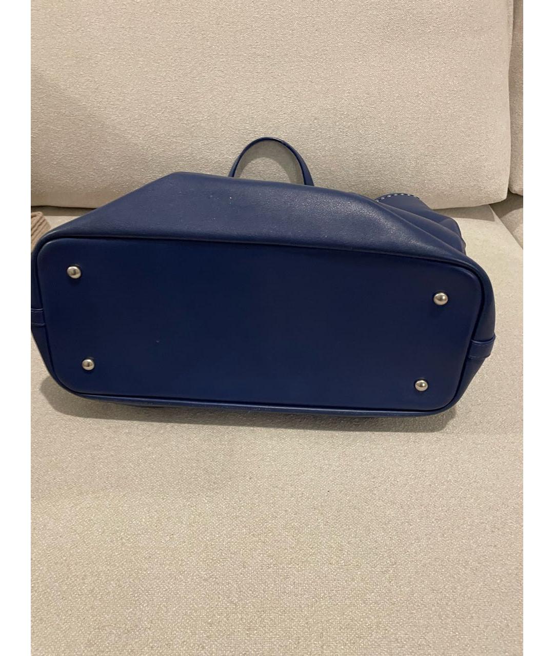 CHANEL Темно-синяя кожаная сумка тоут, фото 6