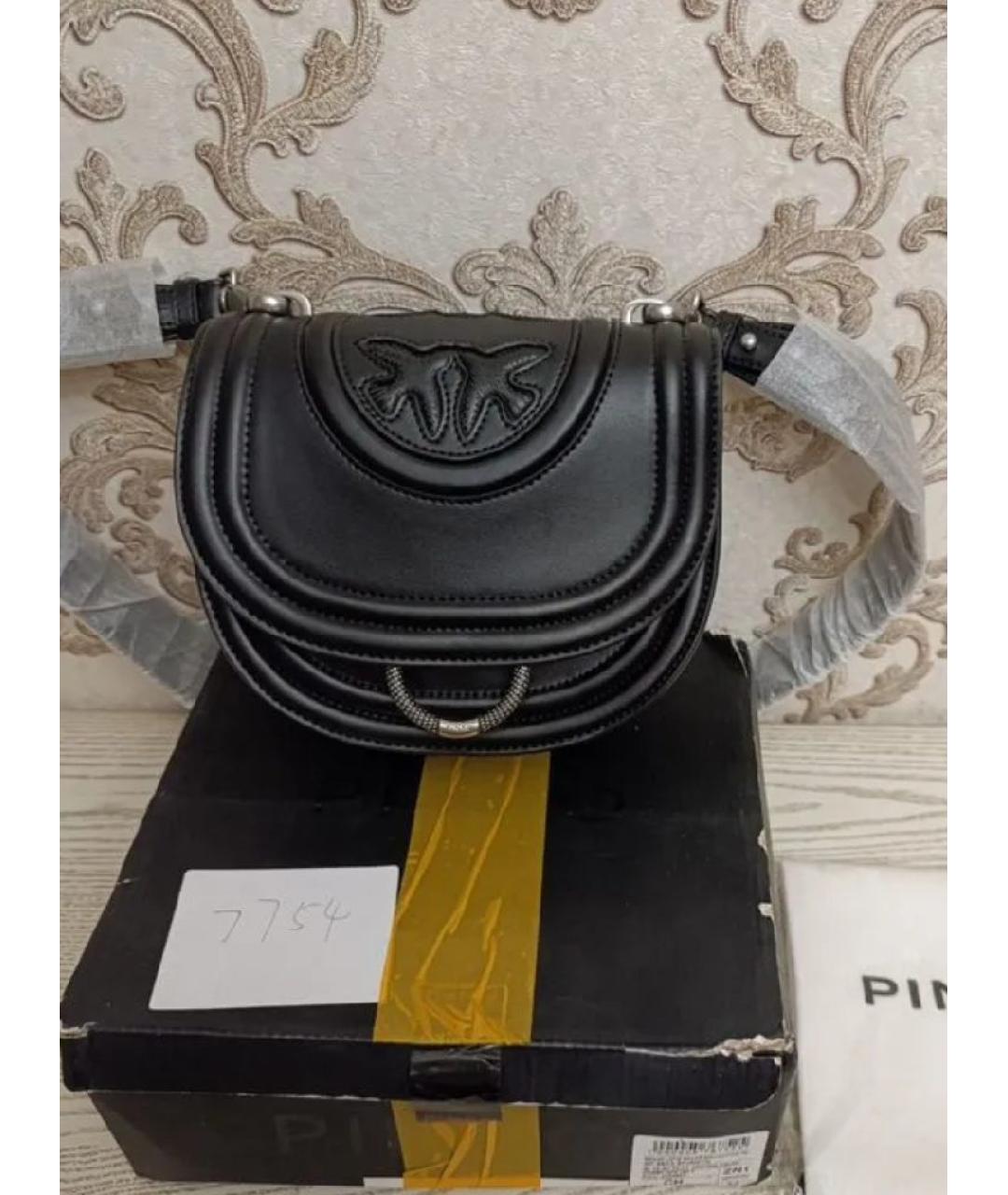 PINKO Черная кожаная сумка через плечо, фото 5