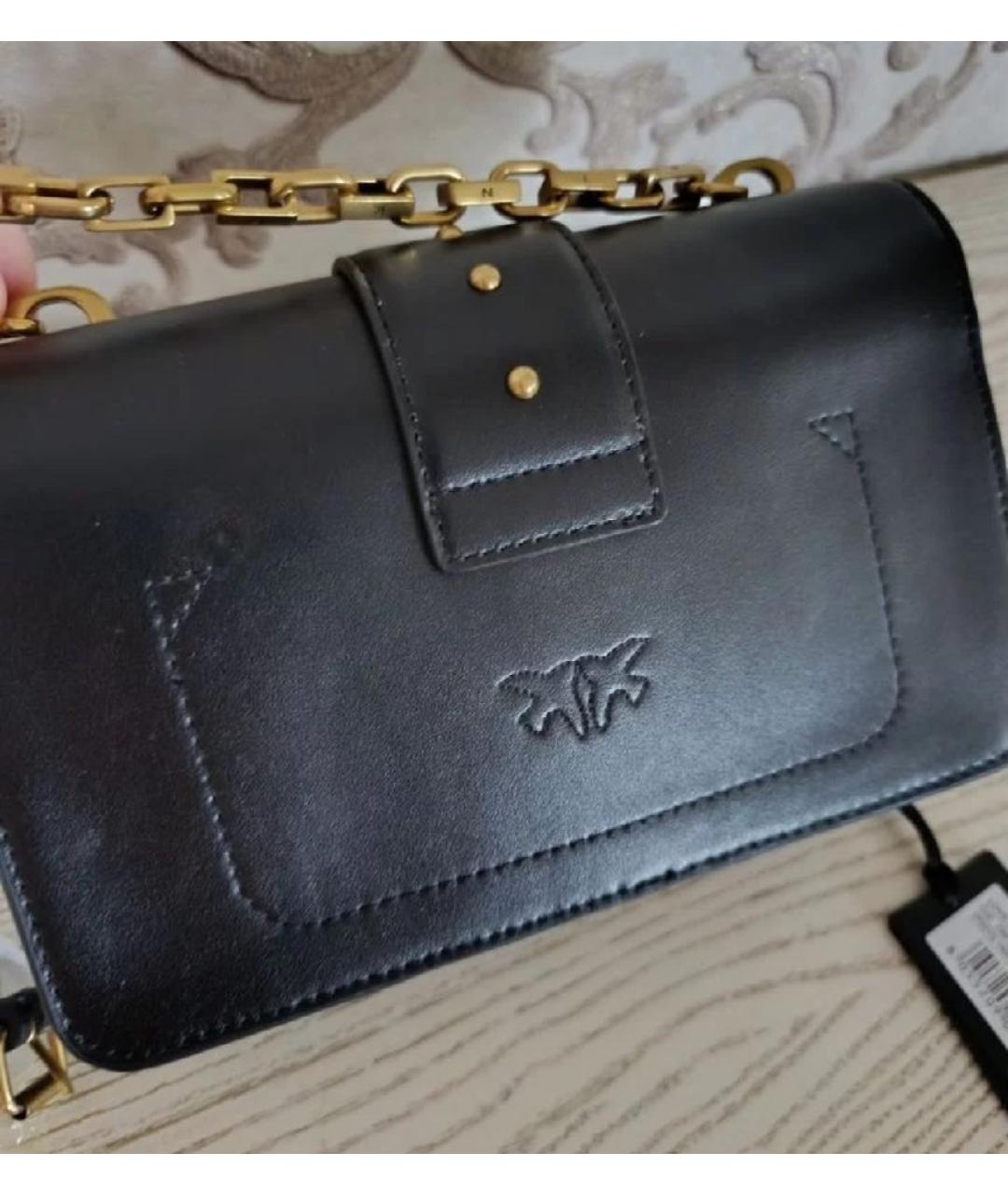 PINKO Черная кожаная сумка через плечо, фото 3