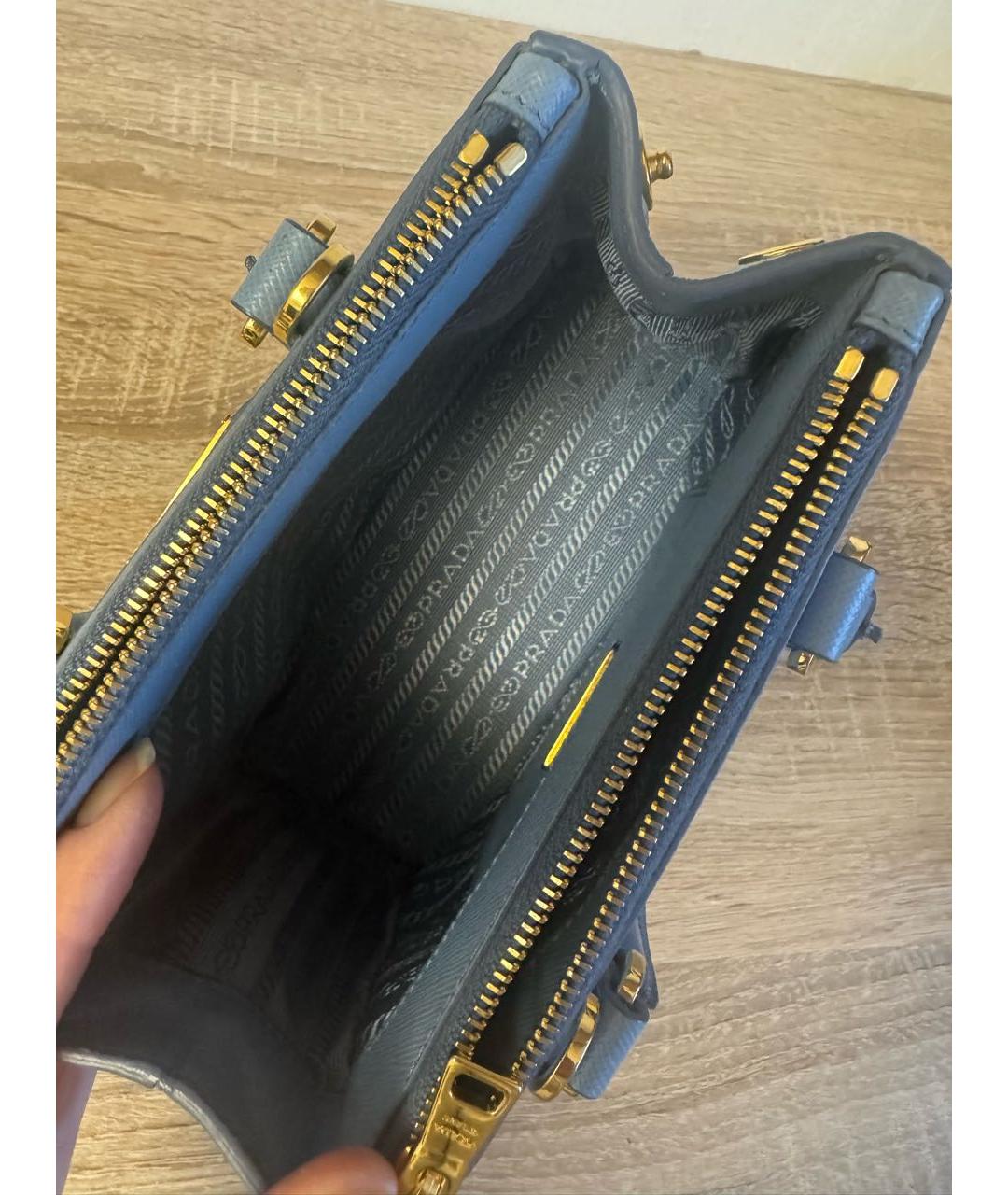 PRADA Синяя кожаная сумка с короткими ручками, фото 7
