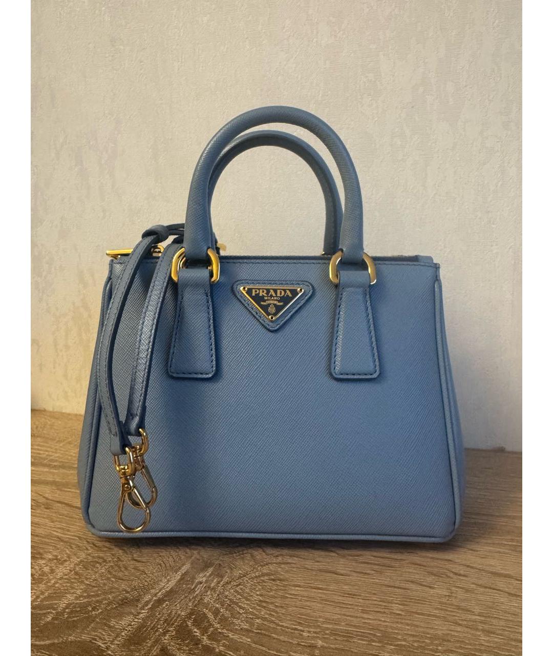 PRADA Синяя кожаная сумка с короткими ручками, фото 9
