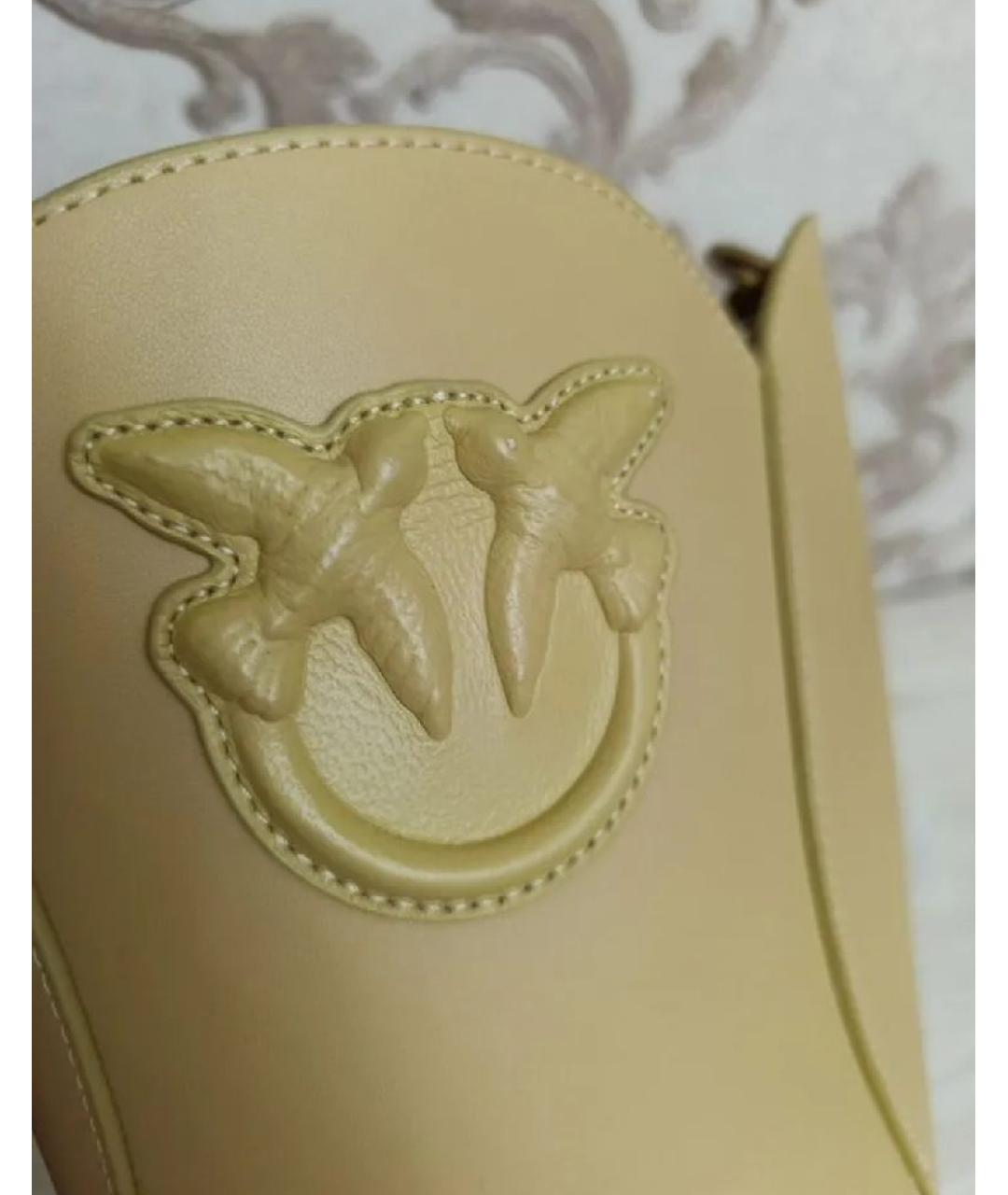 PINKO Горчичная кожаная сумка через плечо, фото 4