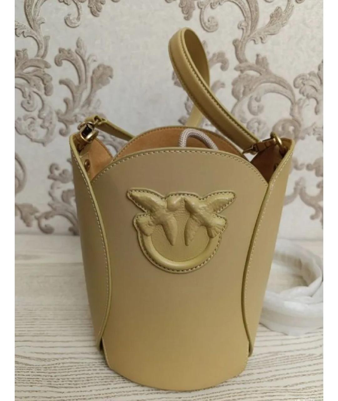 PINKO Горчичная кожаная сумка через плечо, фото 6