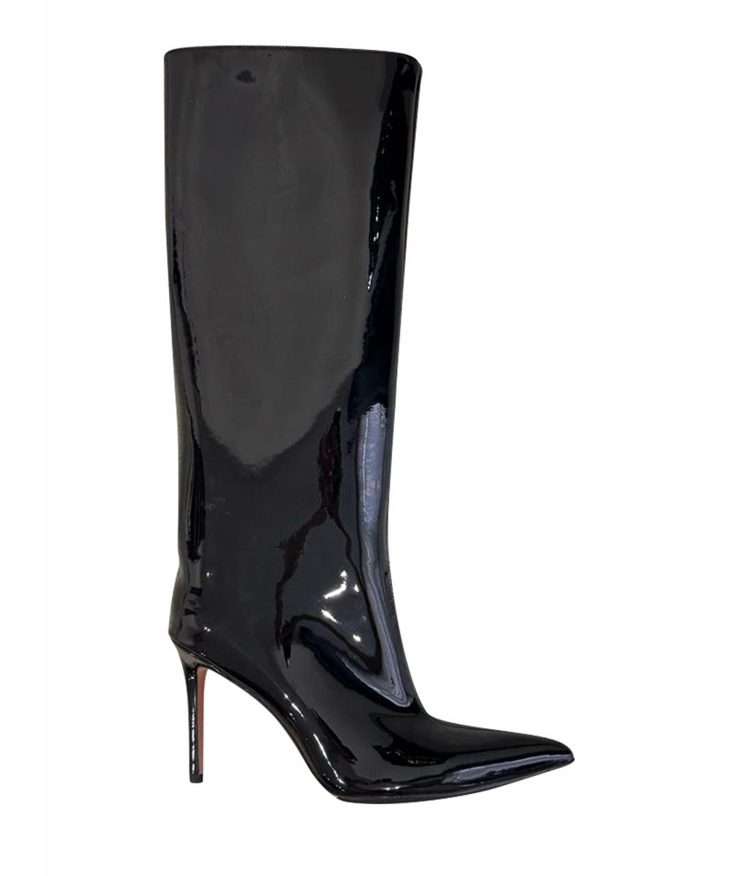 Amina Muaddi Черные сапоги из лакированной кожи, фото 1
