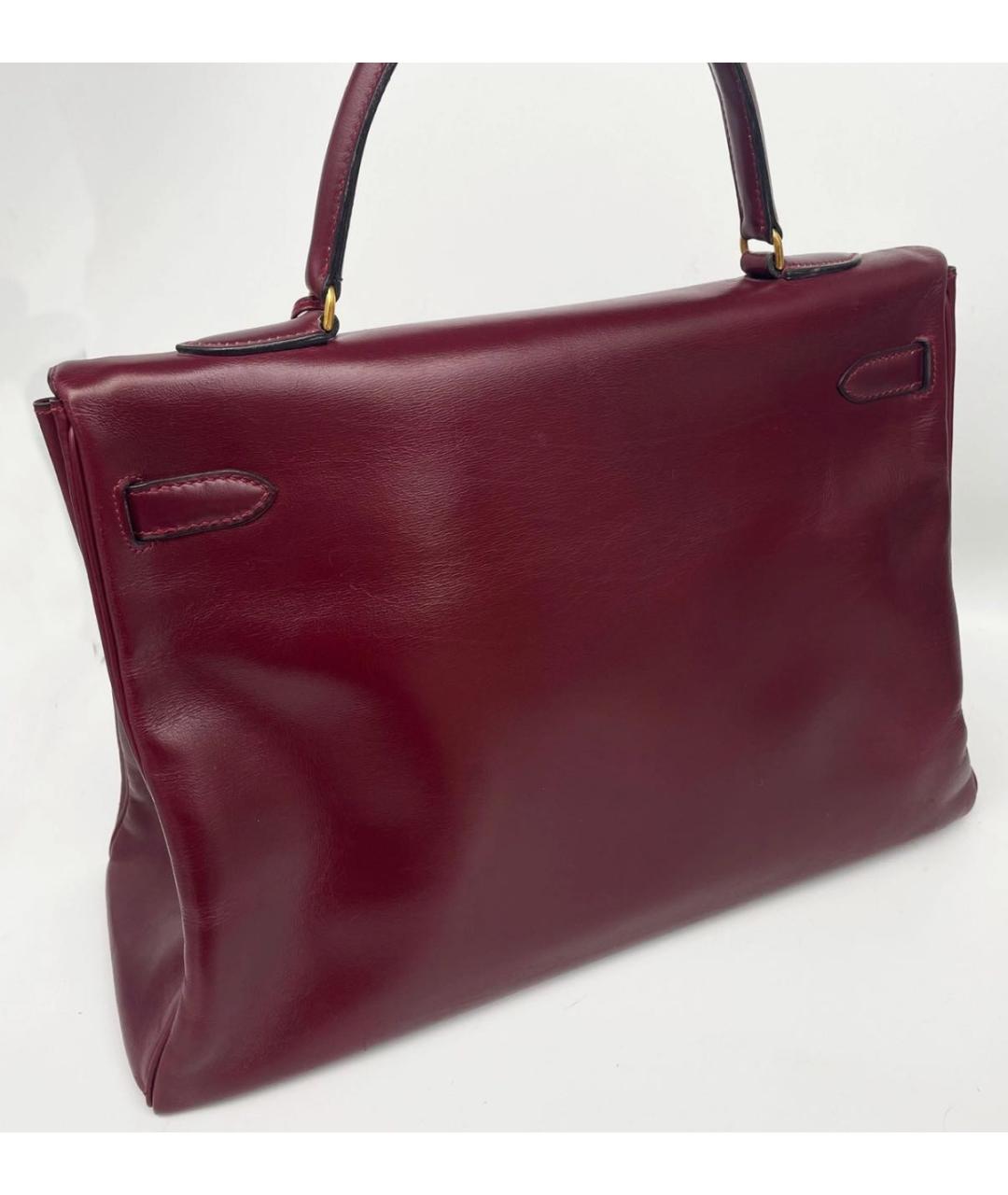 HERMES Бордовая кожаная сумка с короткими ручками, фото 5