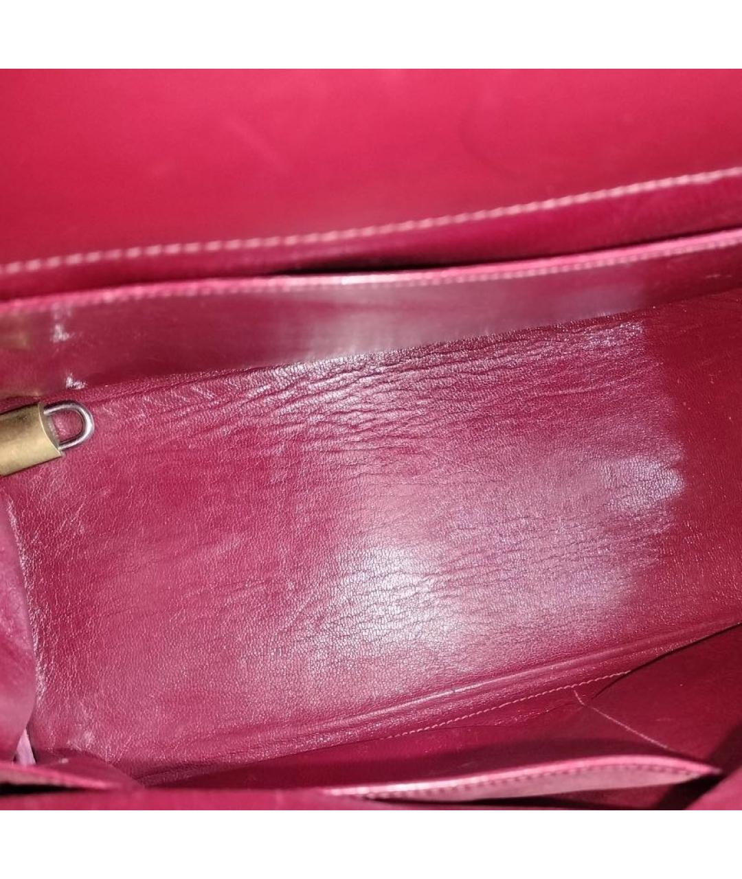 HERMES Бордовая кожаная сумка с короткими ручками, фото 8