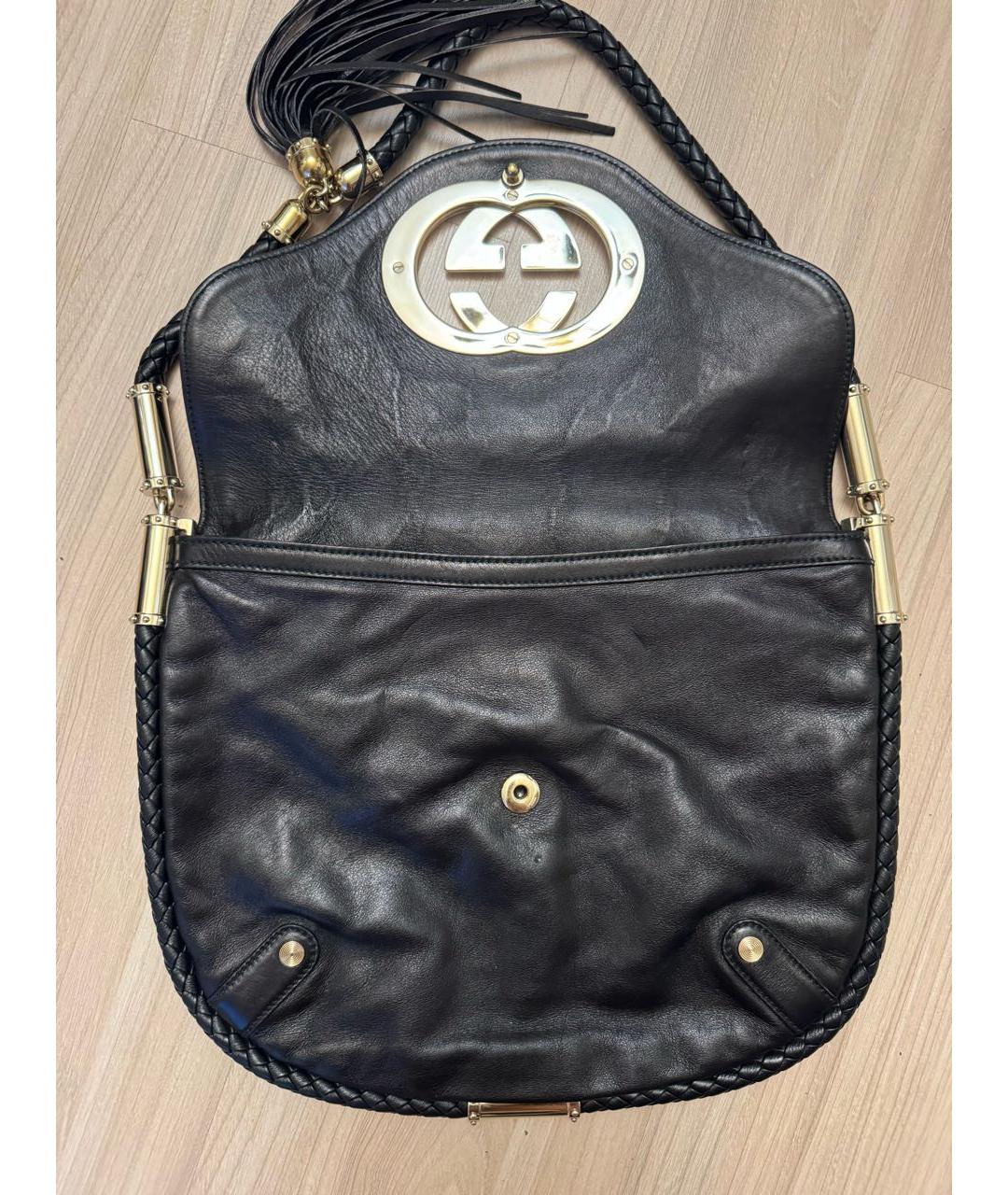 GUCCI Черная кожаная сумка через плечо, фото 6