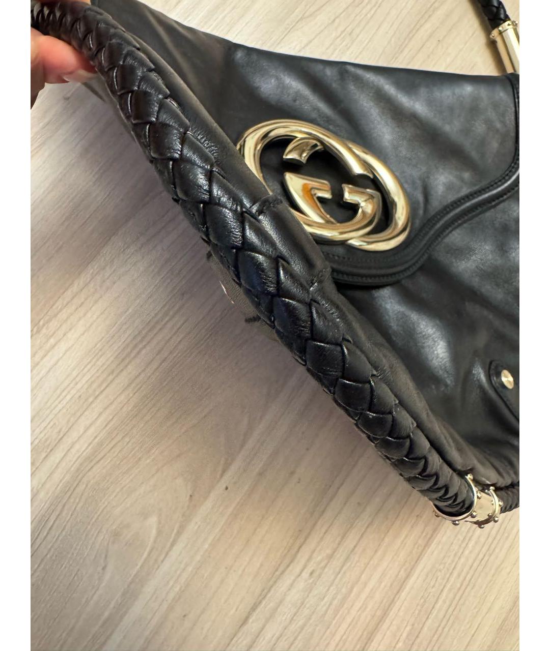 GUCCI Черная кожаная сумка через плечо, фото 4