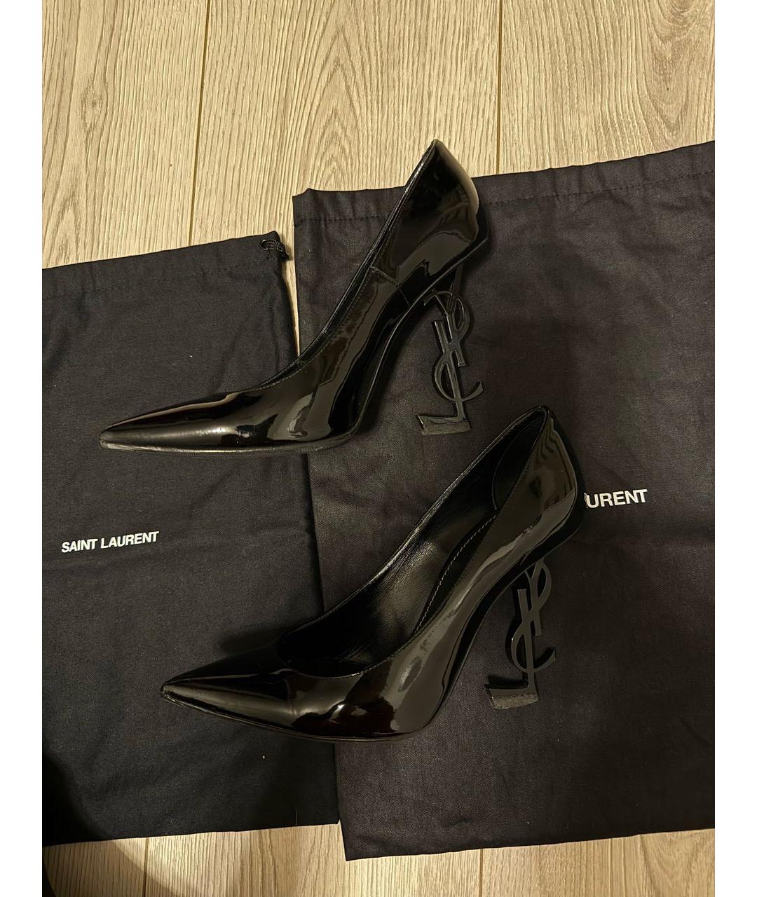 SAINT LAURENT Черные туфли из лакированной кожи, фото 3