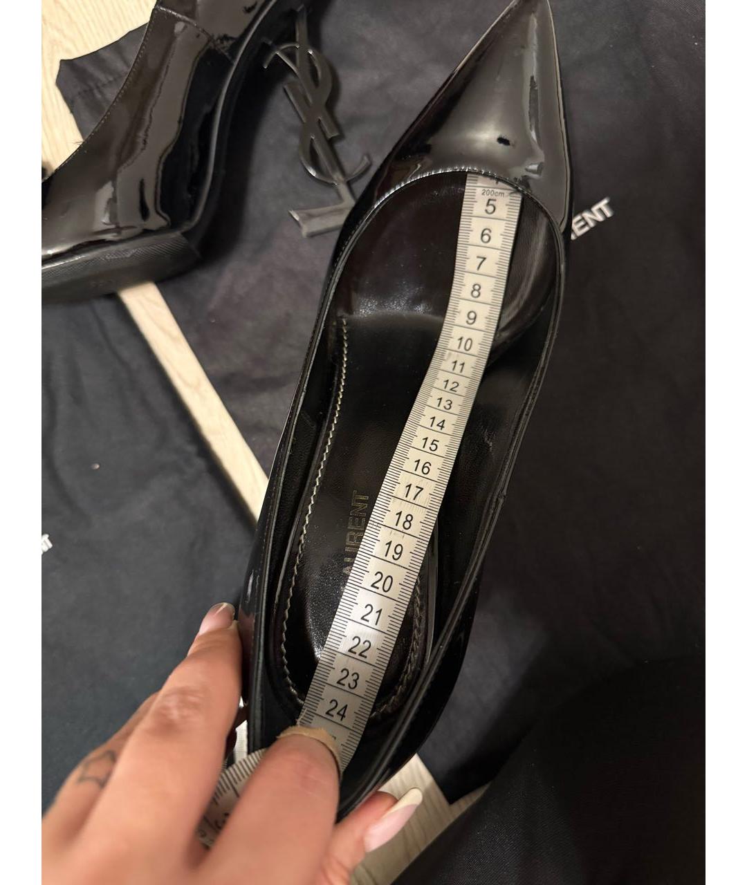 SAINT LAURENT Черные туфли из лакированной кожи, фото 8