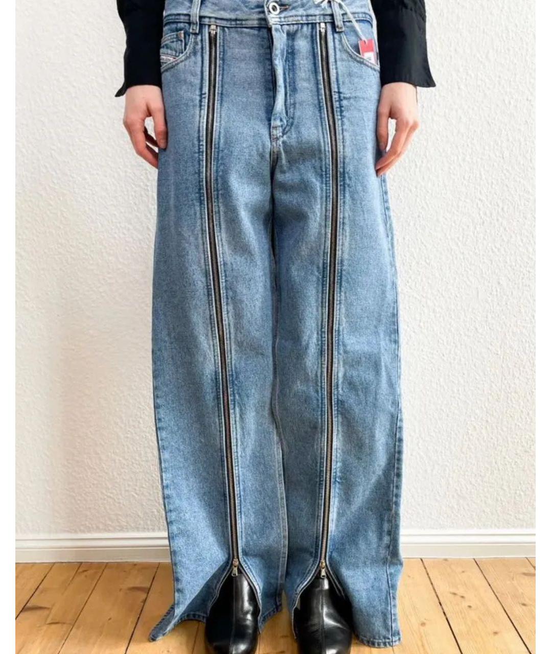 DIESEL Голубые хлопковые прямые джинсы, фото 6