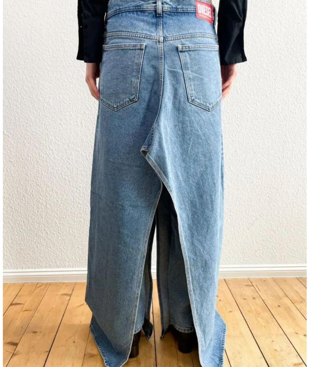 DIESEL Голубые хлопковые прямые джинсы, фото 7