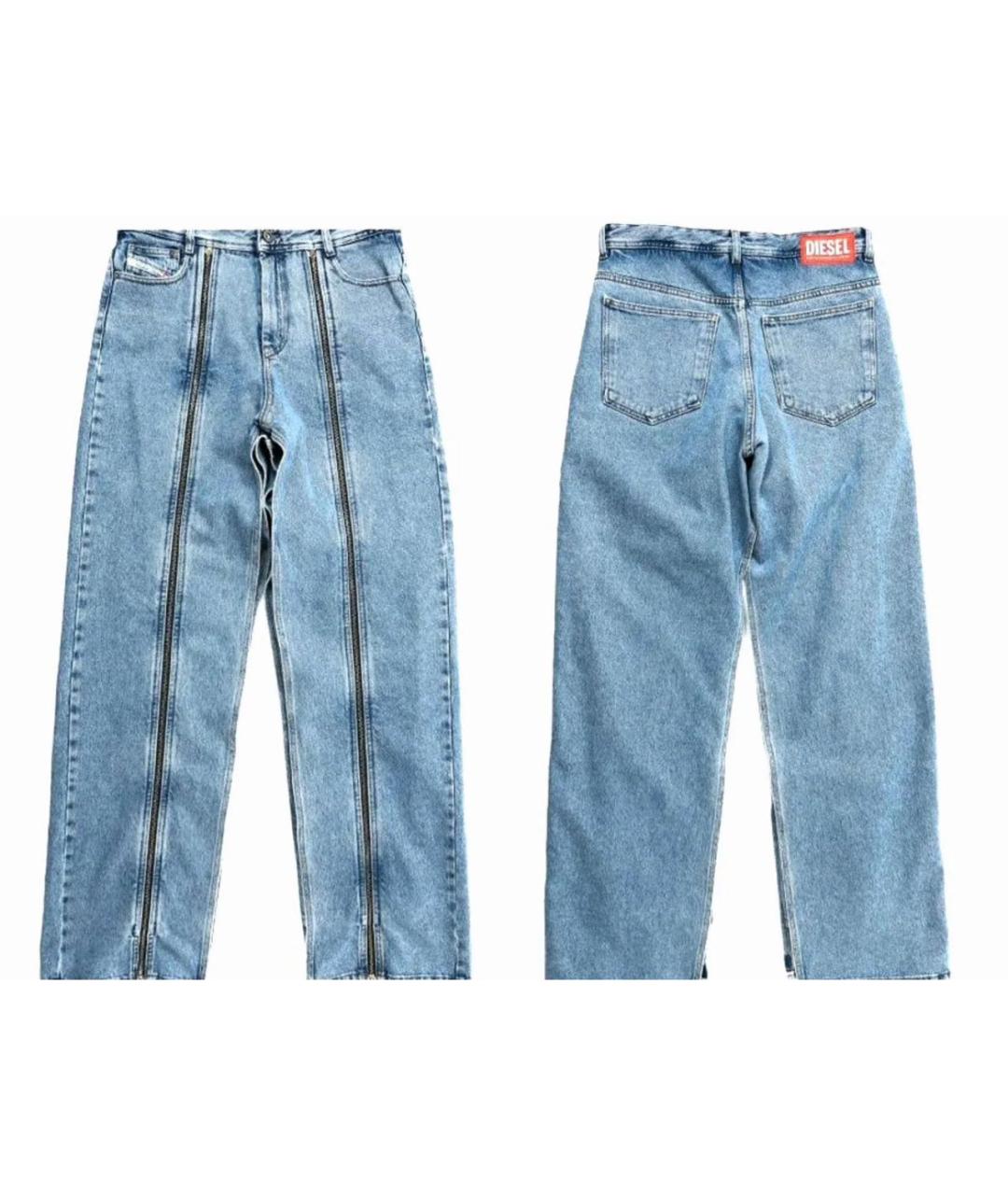 DIESEL Голубые хлопковые прямые джинсы, фото 3