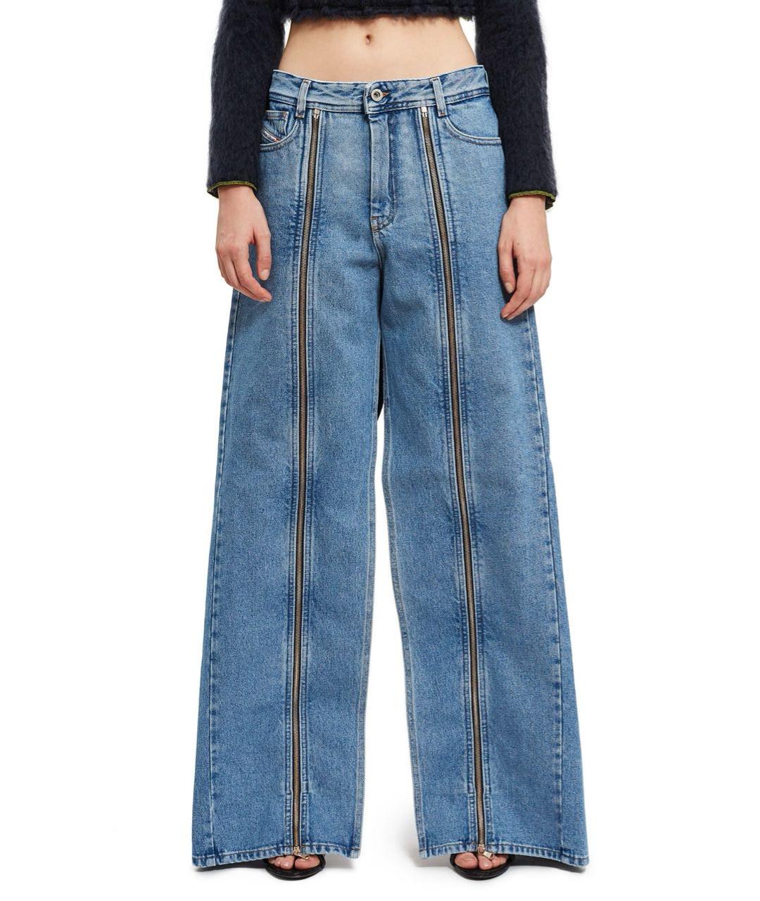 DIESEL Голубые хлопковые прямые джинсы, фото 5