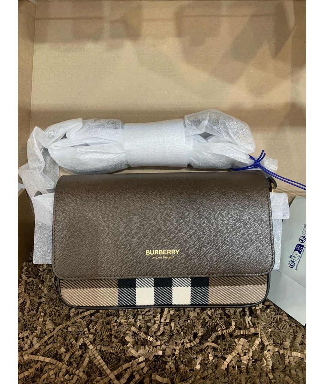 BURBERRY Коричневая кожаная сумка через плечо, фото 6