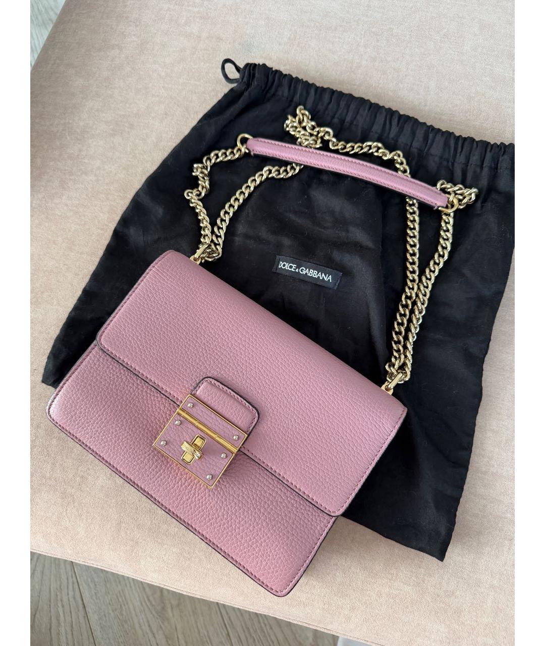 DOLCE&GABBANA Розовая кожаная сумка через плечо, фото 6