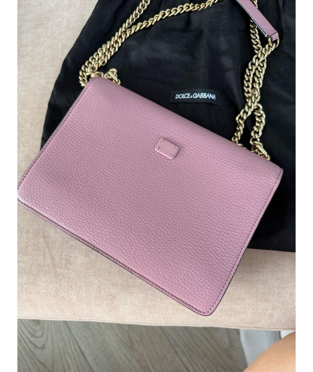 DOLCE&GABBANA Розовая кожаная сумка через плечо, фото 3