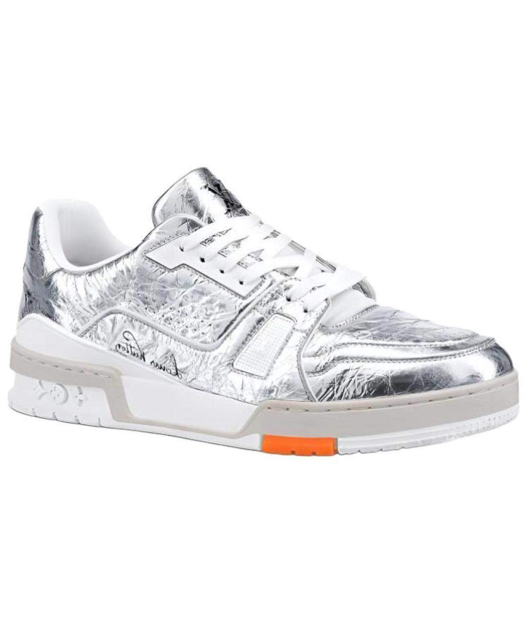 LOUIS VUITTON Серебряные кожаные низкие кроссовки / кеды, фото 1