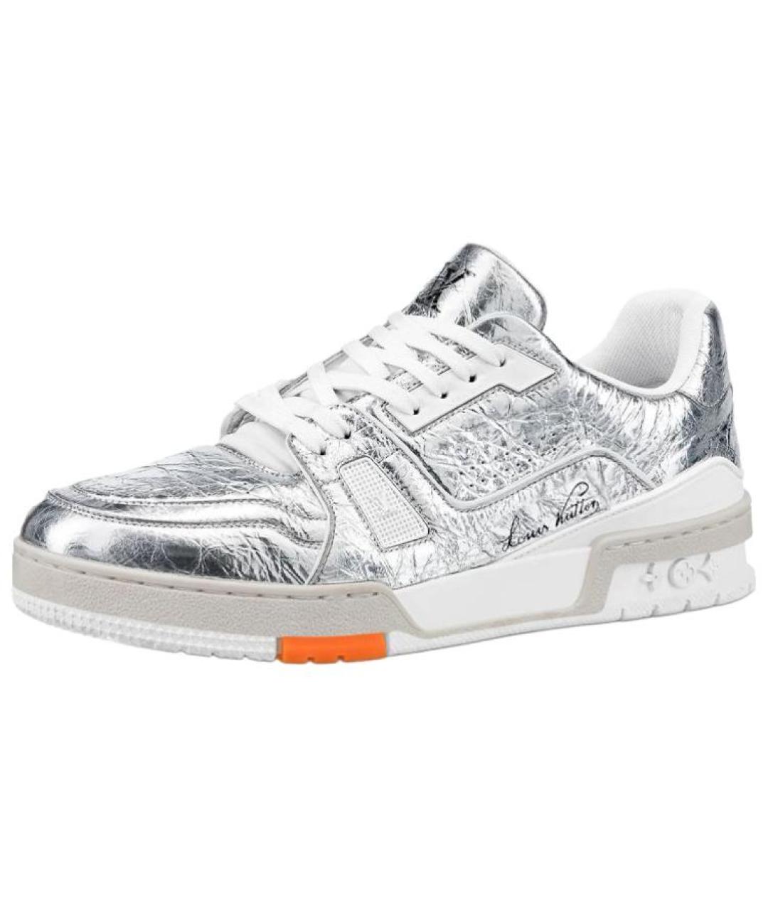 LOUIS VUITTON Серебряные кожаные низкие кроссовки / кеды, фото 2