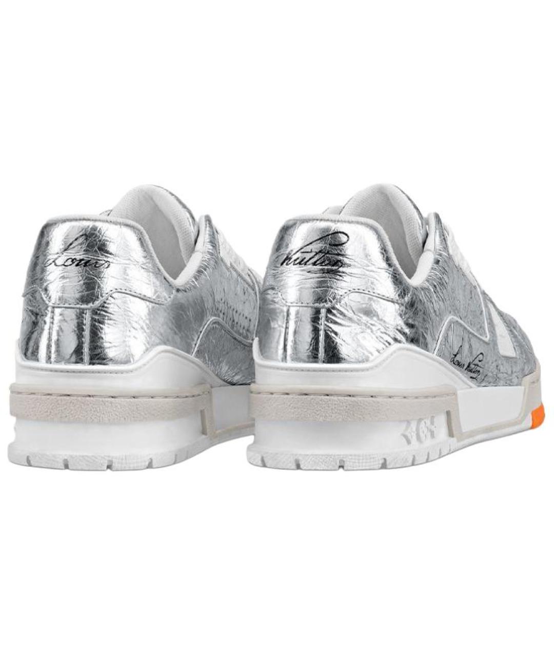 LOUIS VUITTON Серебряные кожаные низкие кроссовки / кеды, фото 4