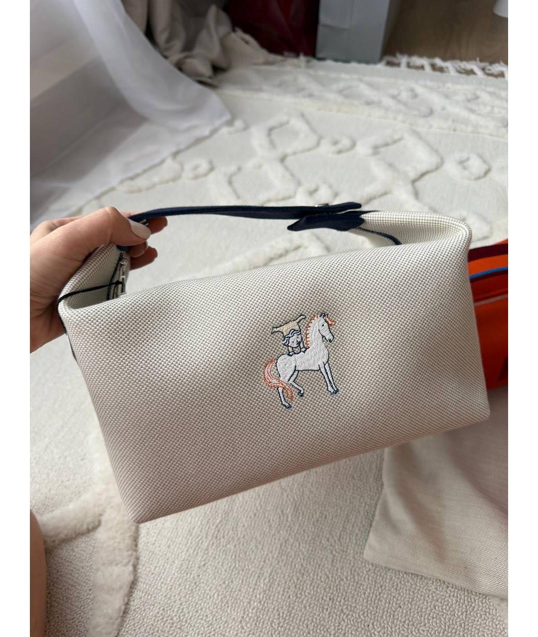 HERMES Бежевая косметичка, фото 6