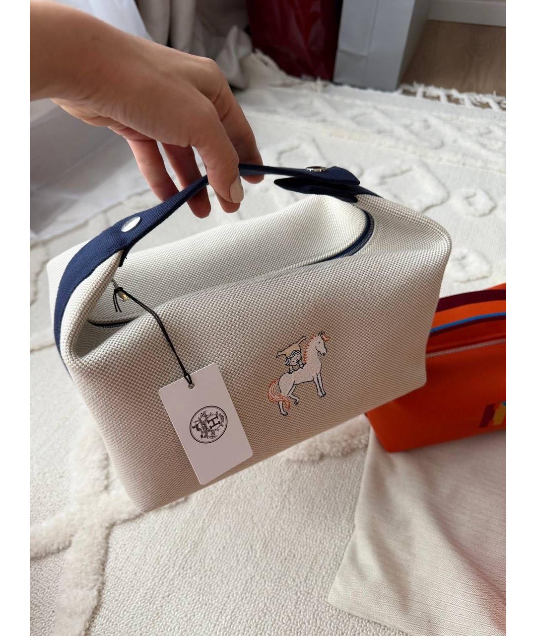 HERMES Бежевая косметичка, фото 2