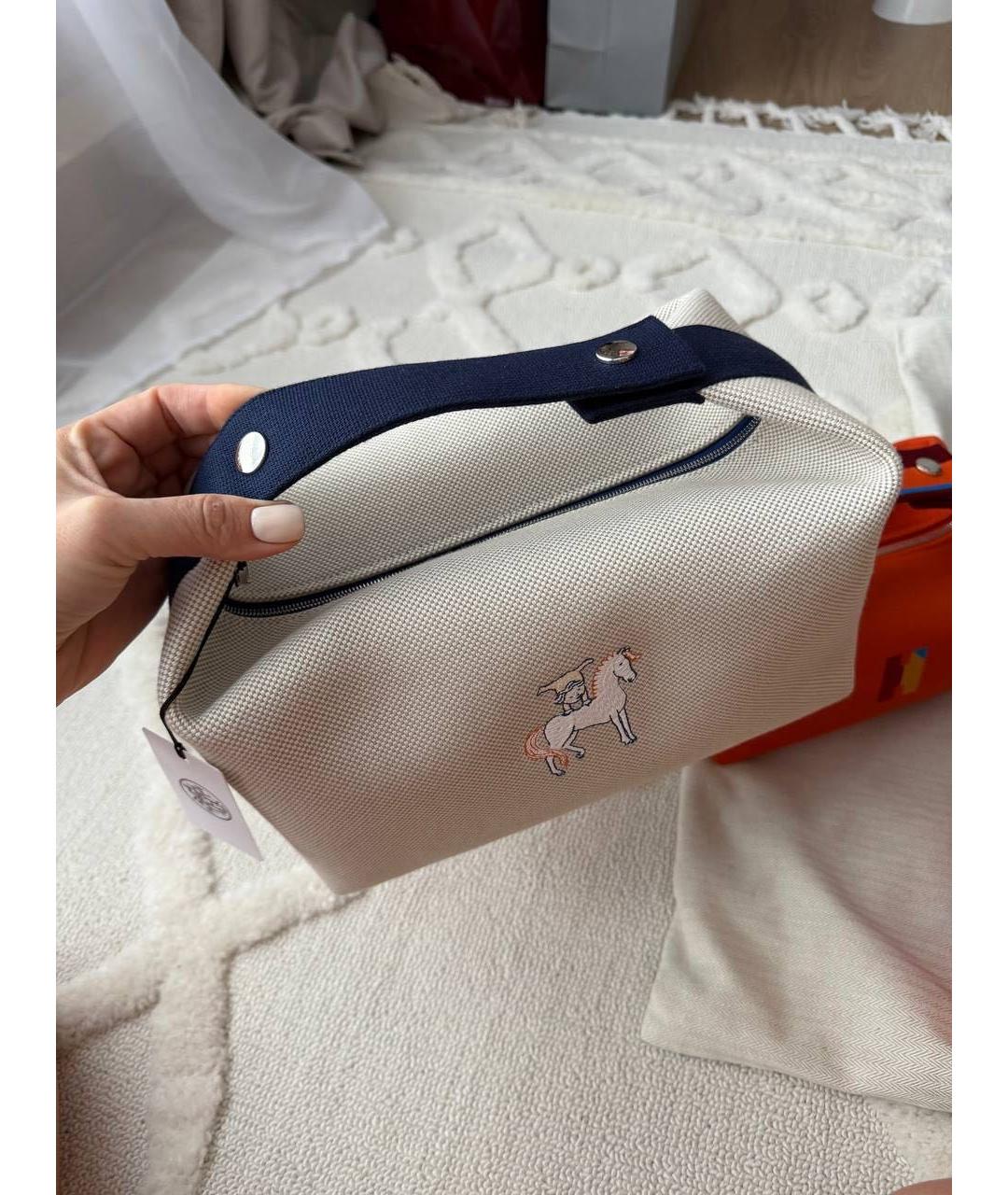 HERMES Бежевая косметичка, фото 3