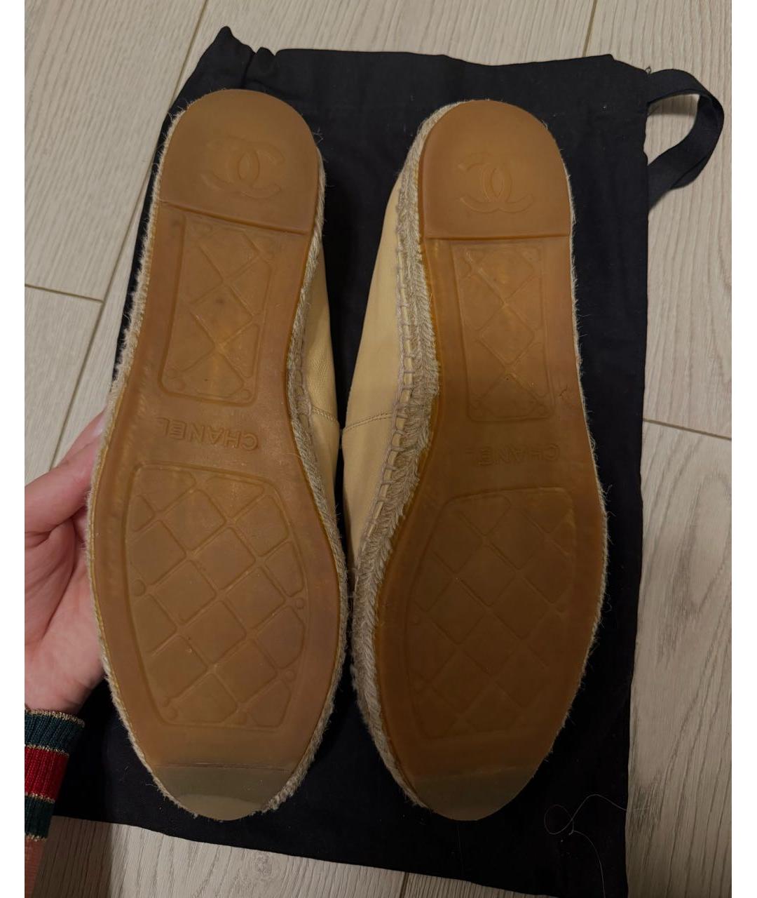CHANEL Бежевые кожаные эспадрильи, фото 3
