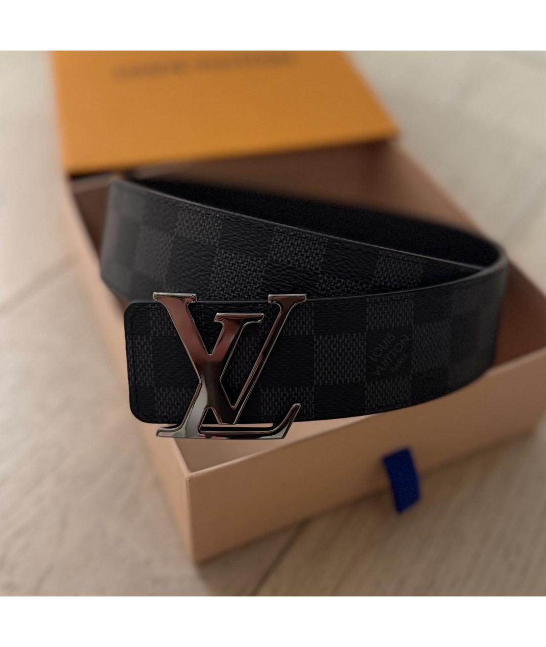 LOUIS VUITTON Черный кожаный ремень, фото 3