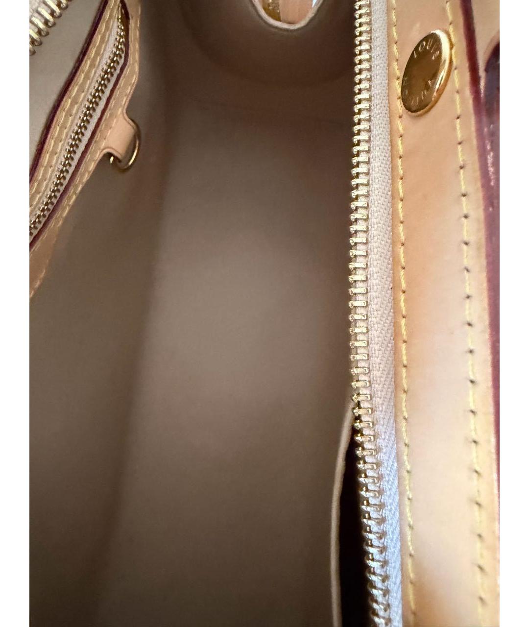 LOUIS VUITTON Бежевая сумка с короткими ручками из лакированной кожи, фото 6