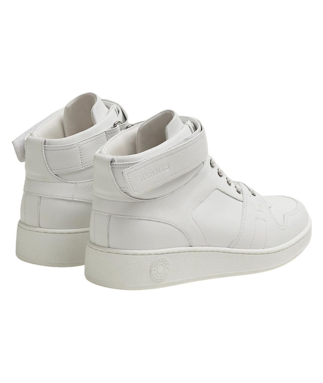 HERMES Белые кожаные высокие кроссовки / кеды, фото 4