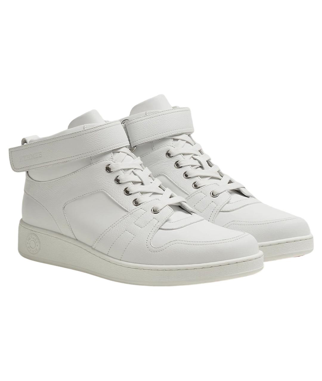 HERMES Белые кожаные высокие кроссовки / кеды, фото 3