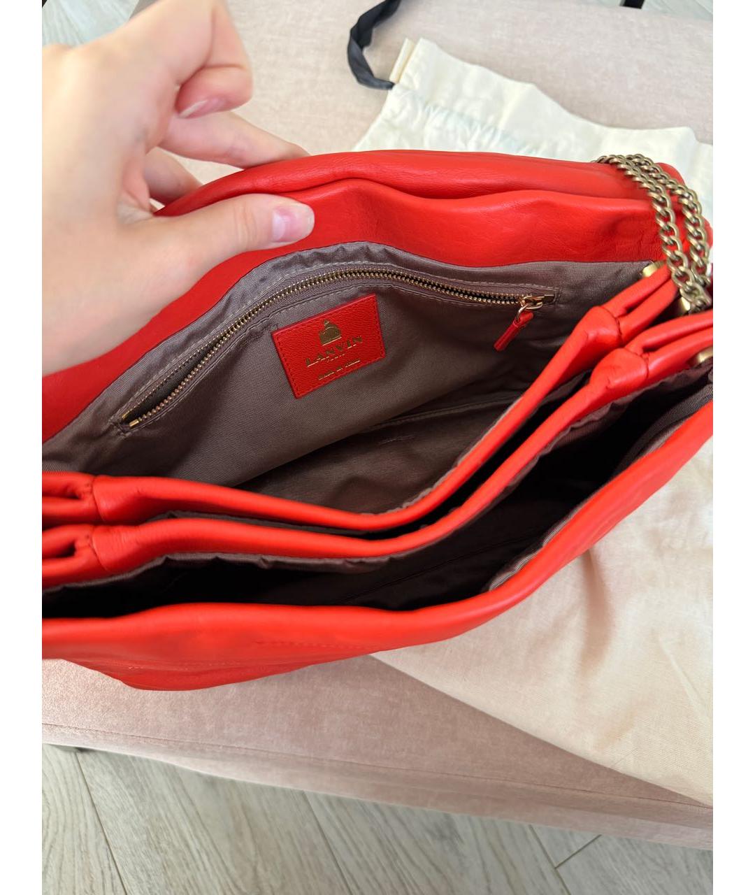 LANVIN Оранжевая кожаная сумка через плечо, фото 4