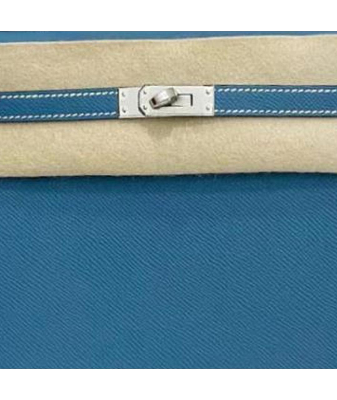 HERMES Синяя кожаная сумка с короткими ручками, фото 2