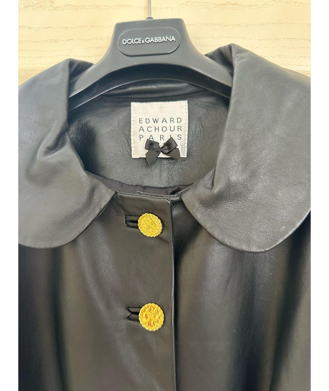 EDWARD ACHOUR Антрацитовый кожаный жакет/пиджак, фото 3