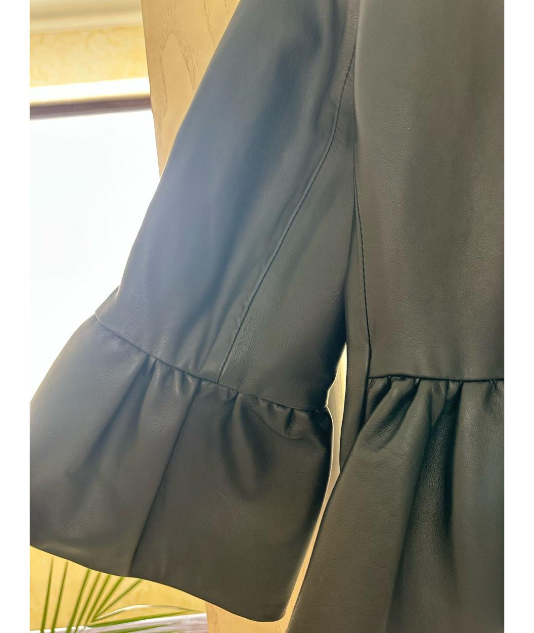 EDWARD ACHOUR Антрацитовый кожаный жакет/пиджак, фото 4