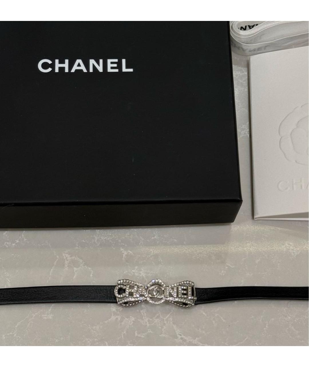 CHANEL Серебрянный кожаный чокер, фото 3