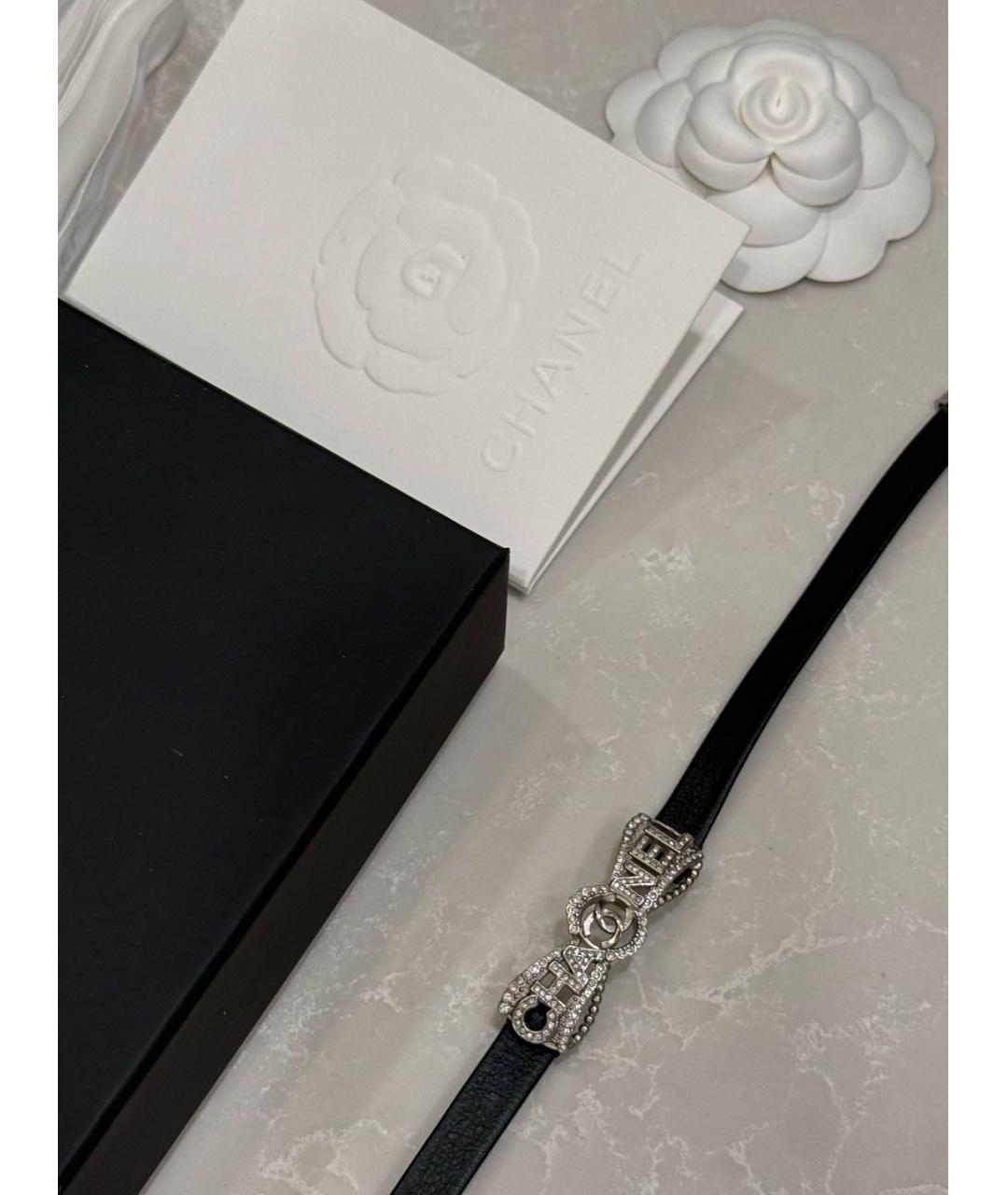 CHANEL Серебрянный кожаный чокер, фото 2