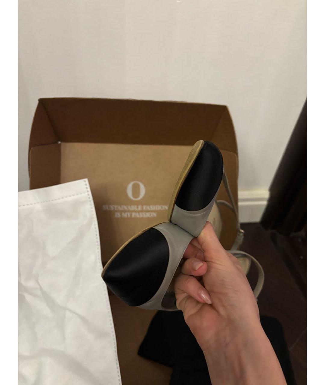 CHANEL Серые кожаные лодочки на низком каблуке, фото 3