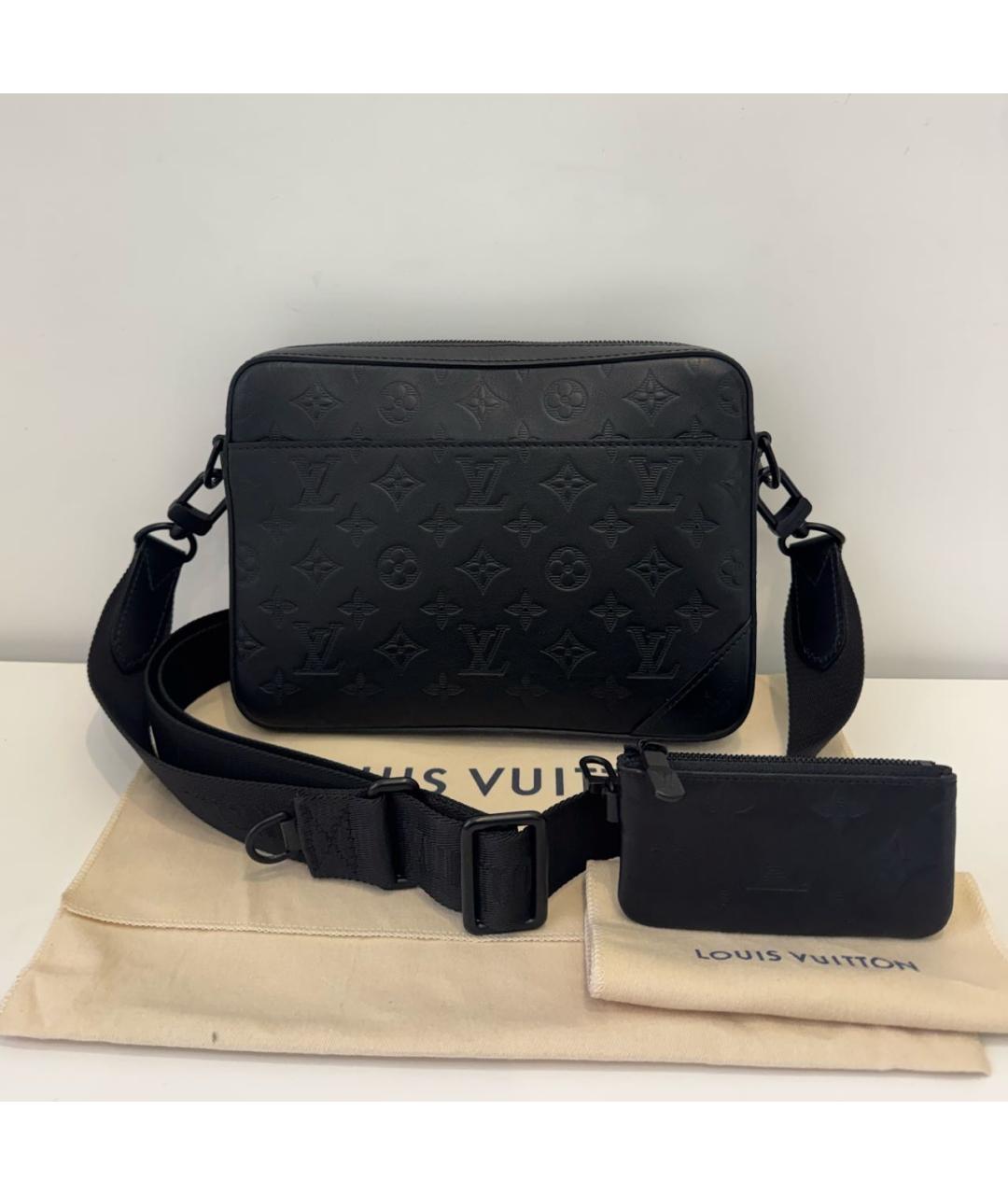 LOUIS VUITTON Черная кожаная сумка на плечо, фото 9
