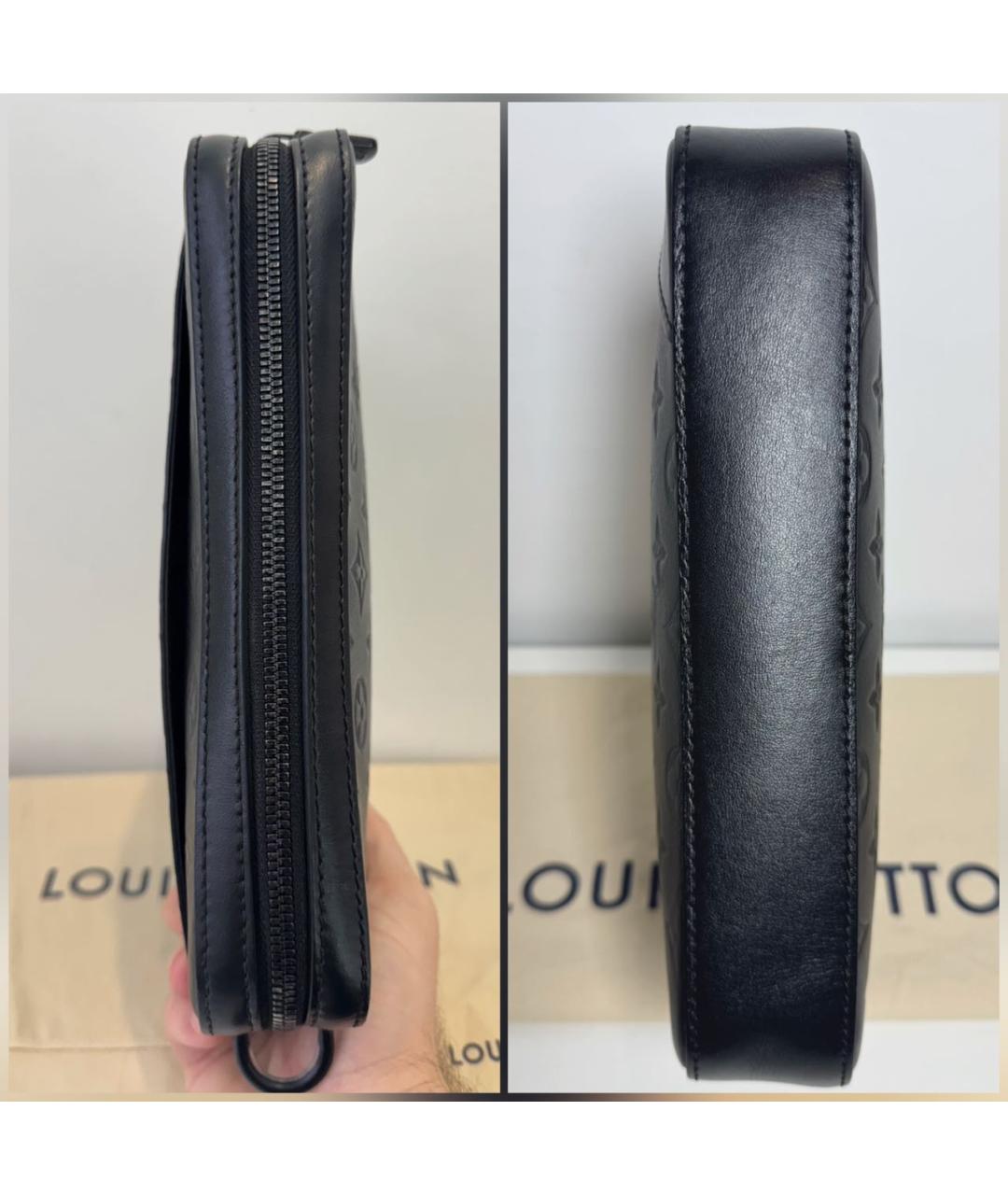 LOUIS VUITTON Черная кожаная сумка на плечо, фото 5