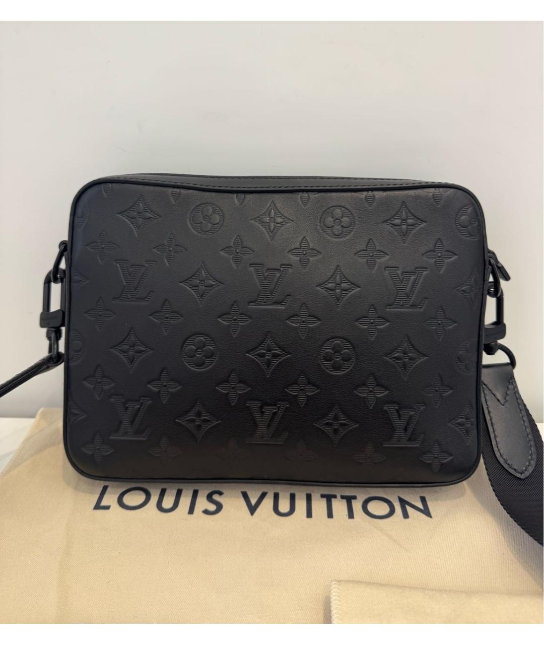 LOUIS VUITTON Черная кожаная сумка на плечо, фото 4
